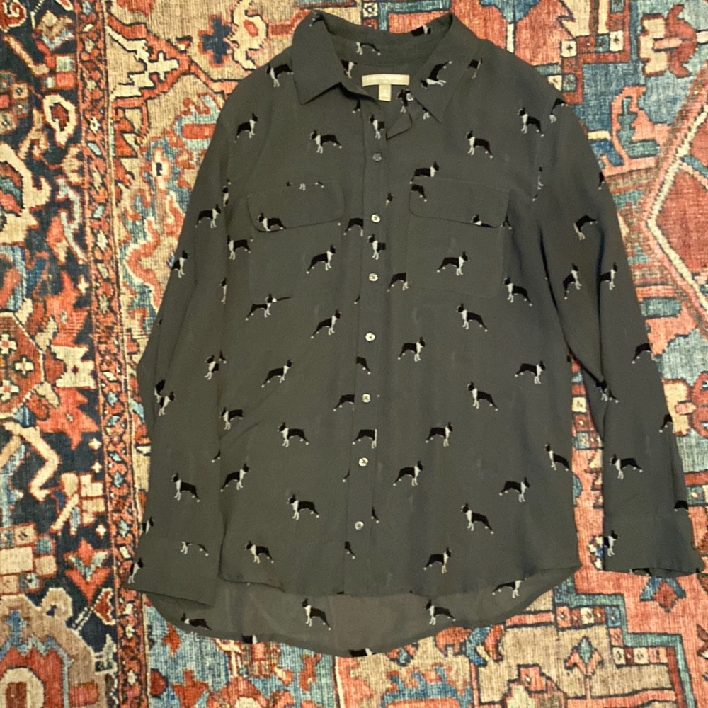 Banana Republic dress shirt size M with Boston Terrier print